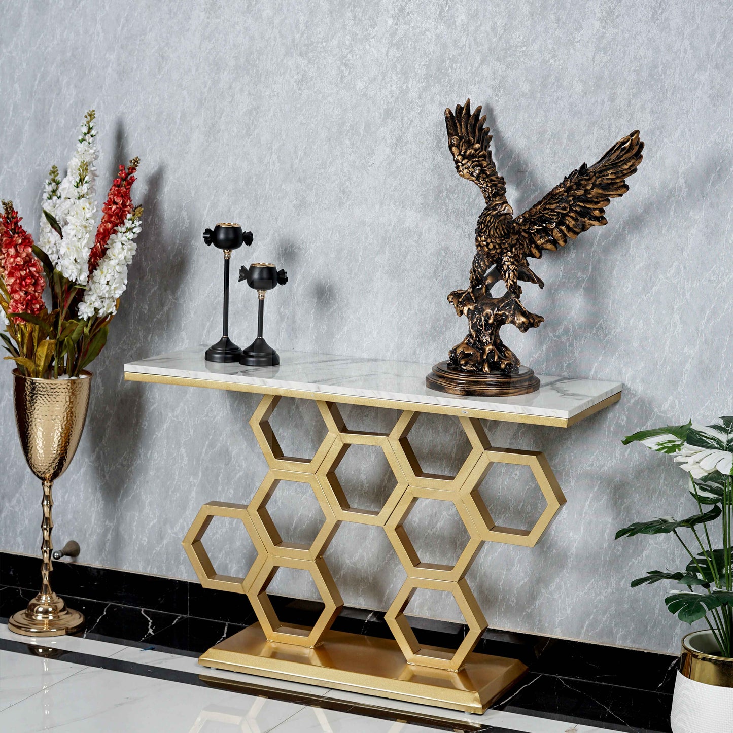Honeycomb console table